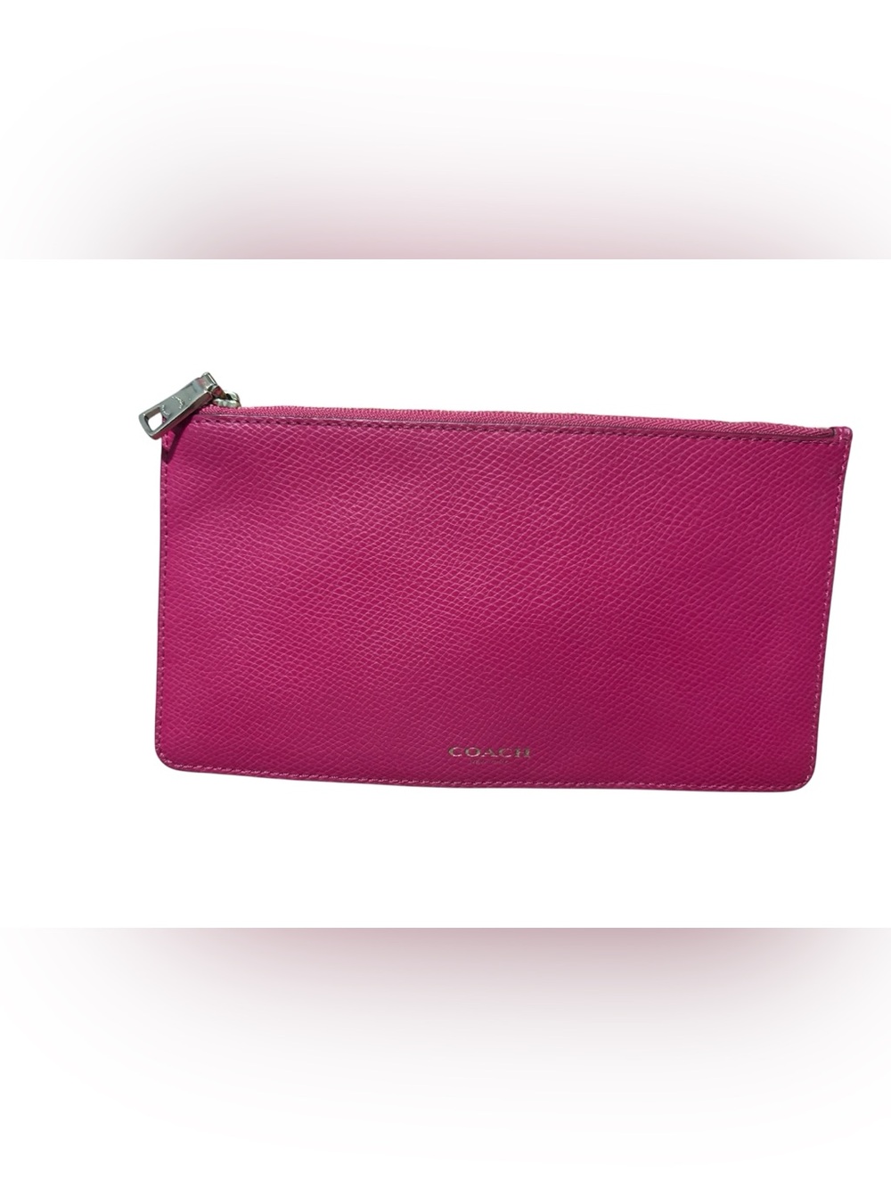COACH Fuchsia Saffiano Leather Poach Clutch Wallet